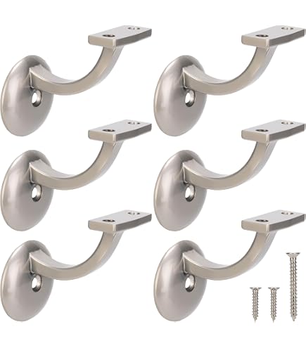 QCAA Heavy Duty Zinc Handrail Brackets - Brushed Satin Nickel, 6 Pack, Supports 80 Lbs Each - View #7