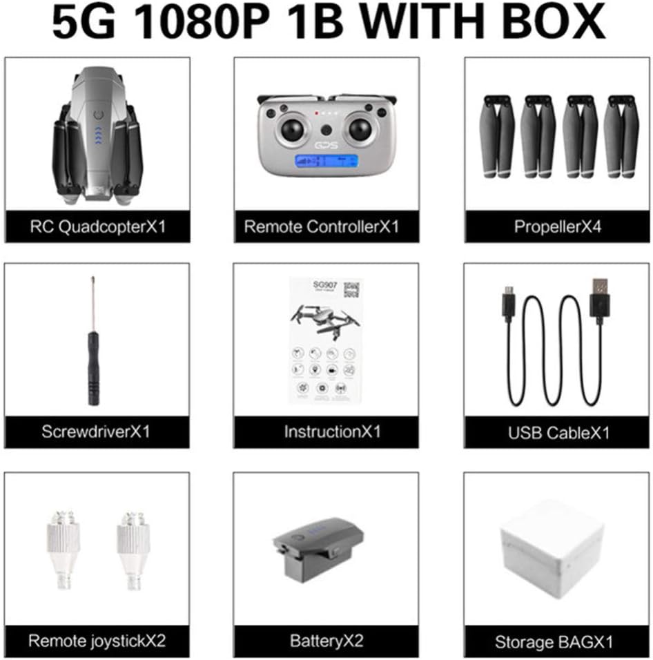 s61Ylu Mini Drone SG907 GPS Drone with 4K 1080P HD Dual Camera 5G WiFi RC Quadcopter Optical Flow Positioning Foldable Mini Drone VS E520S E58 (Foam Box 1080P One-Battery)