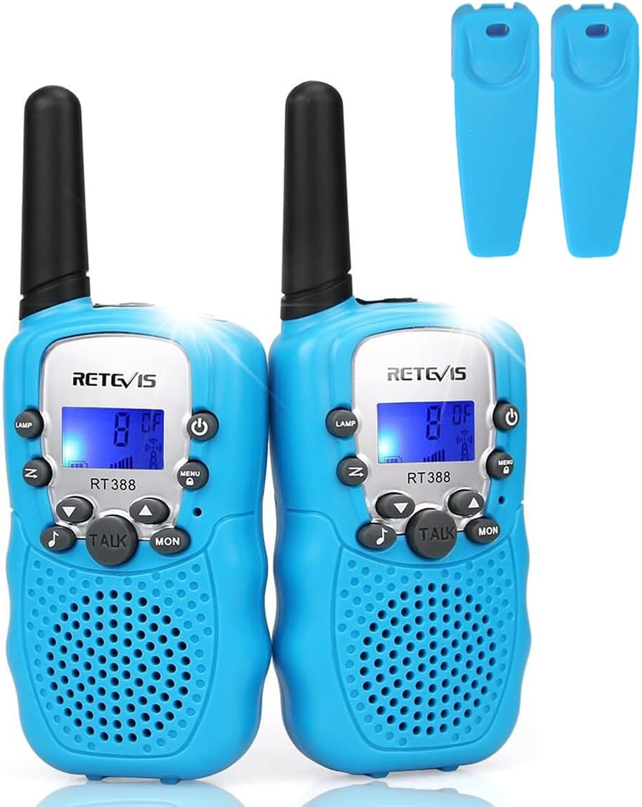 Retevis RT388 Kids Walkie Talkies Sky Blue 1 Pair Flashlight VOX 8 Channels