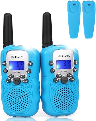 Retevis RT388 Kids Walkie Talkies Sky Blue 1 Pair Flashlight VOX 8 Channels