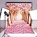 Mohoo 5x7ft Silk Photography Backdrop Cherry Blossoms Street Studio Photography Backdrop Photo Background Beautiful Flower 1.5x2.1m (Updated Material)