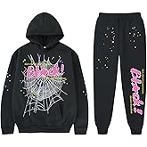 EMILYLE Y2K Hoodie Set Cobweb Spider Style Hoodie Pant Casual Tracksuit Long Sleeve Athletic Suit