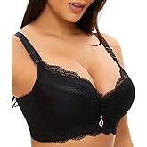 Xuvozta Women Push Up Bra Plus Size Floral Lace Underwire Soft Everyday Bras Widen Band