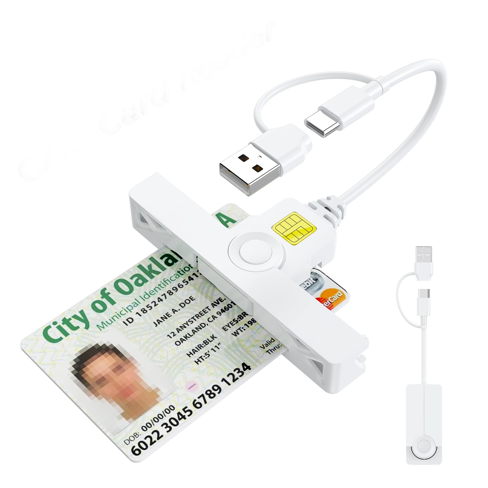 Photo 1 of CAC Reader 2 in 1 Type C Dual Connector, DOD Military USB Common Access CAC Card Reader Type C USB Smart Card Reader Compatible with Windows, Mac OS Mini Fold Plug and Play