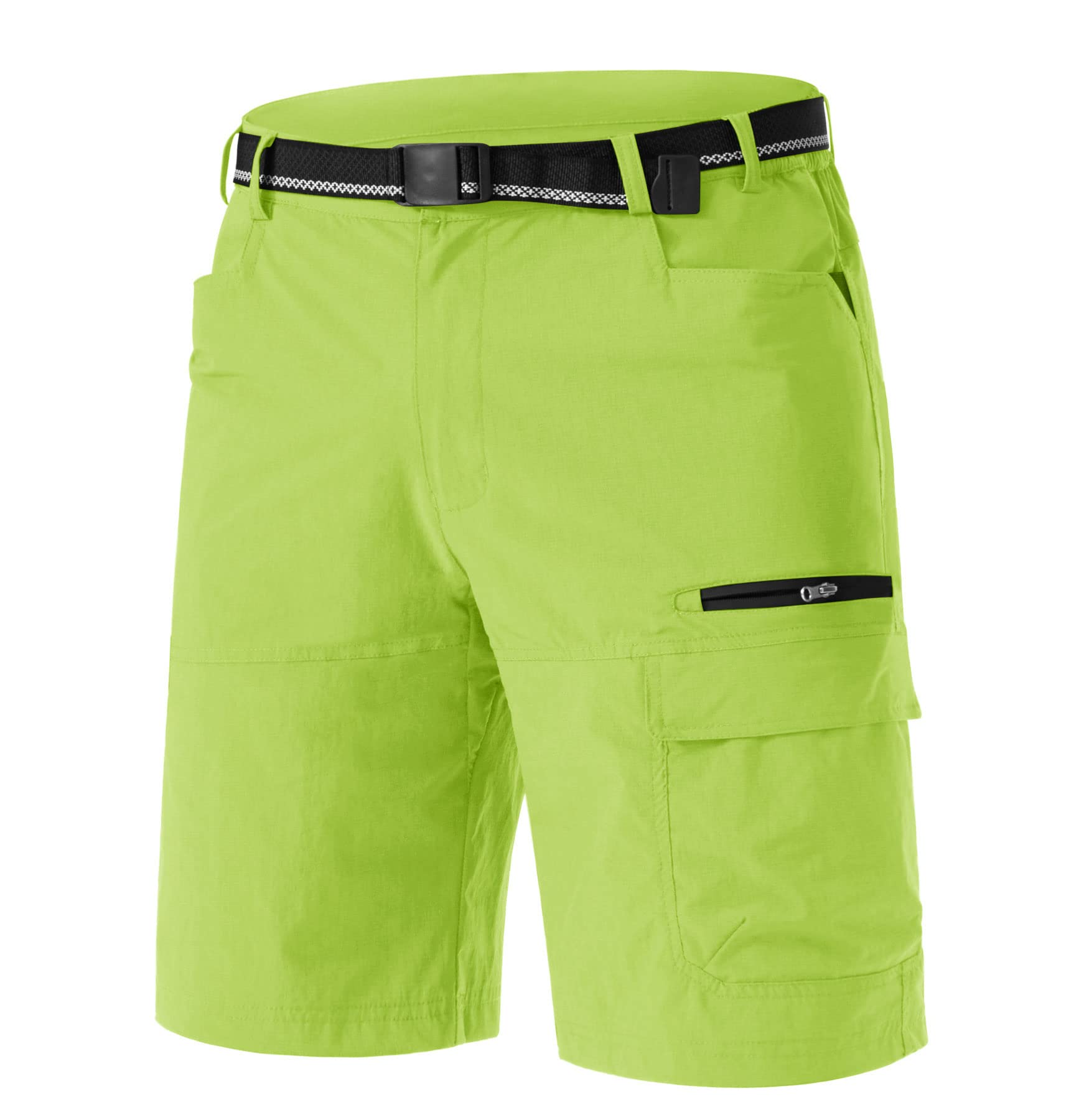 TACVASEN Men's Casual Shorts Lightweight Quick Dry Cargo Hiking Tactical Shorts Outdoor Summer with Zipper Pockets Yellow Green 40 Image