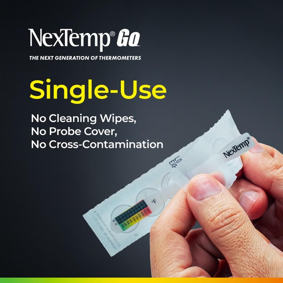 NexTemp® Go Oral Disposable Thermometers, Accurate Fast Read Temperature Thermometer in 10 Seconds, Hygienic, Use Anytime Anywhere for Adults, Kids, Travel, Home or First Aid Kit, Fahrenheit,12-Pack