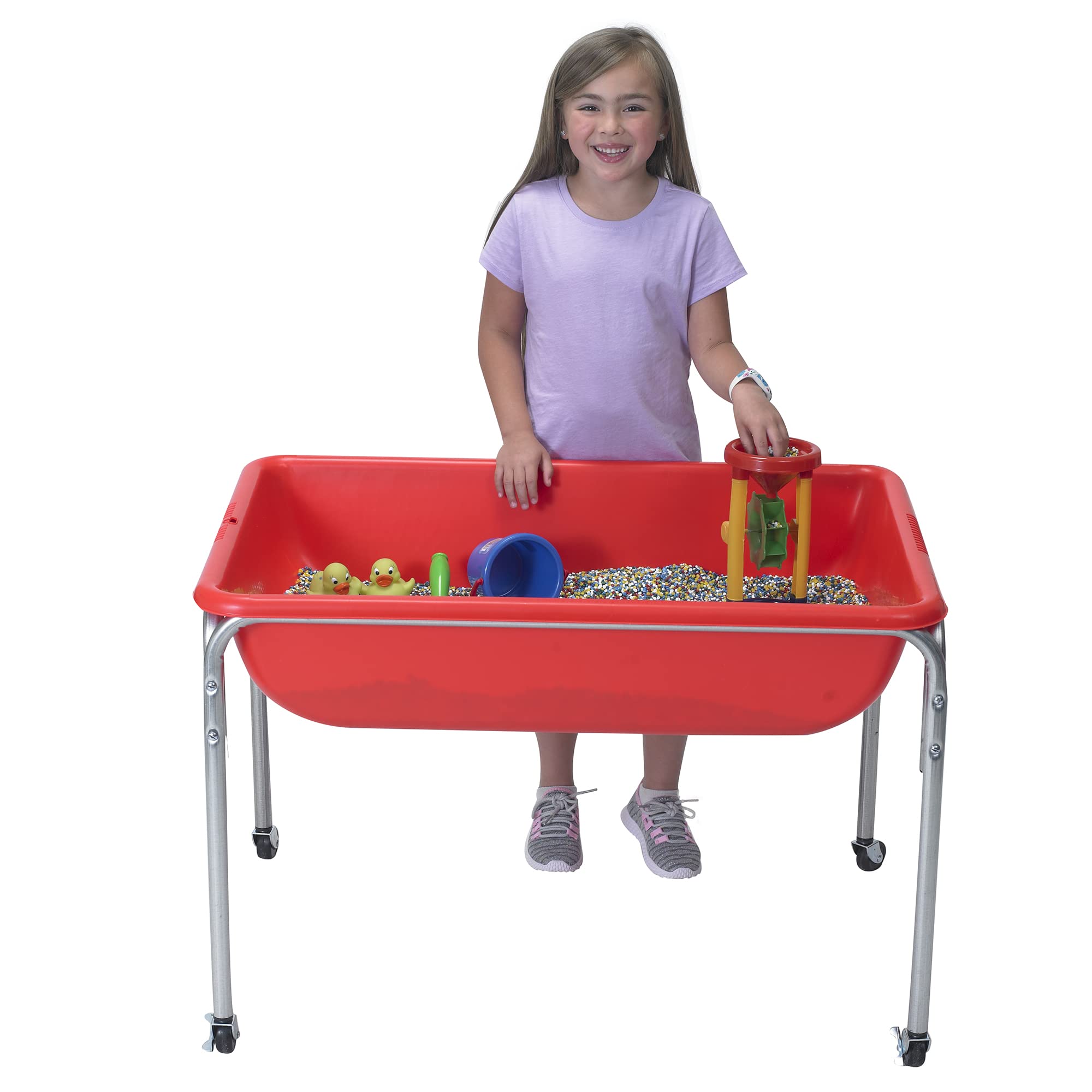 Children's Factory Medium Sensory Table – 24″ Height, Sandbox, Water Table for Kids, Red