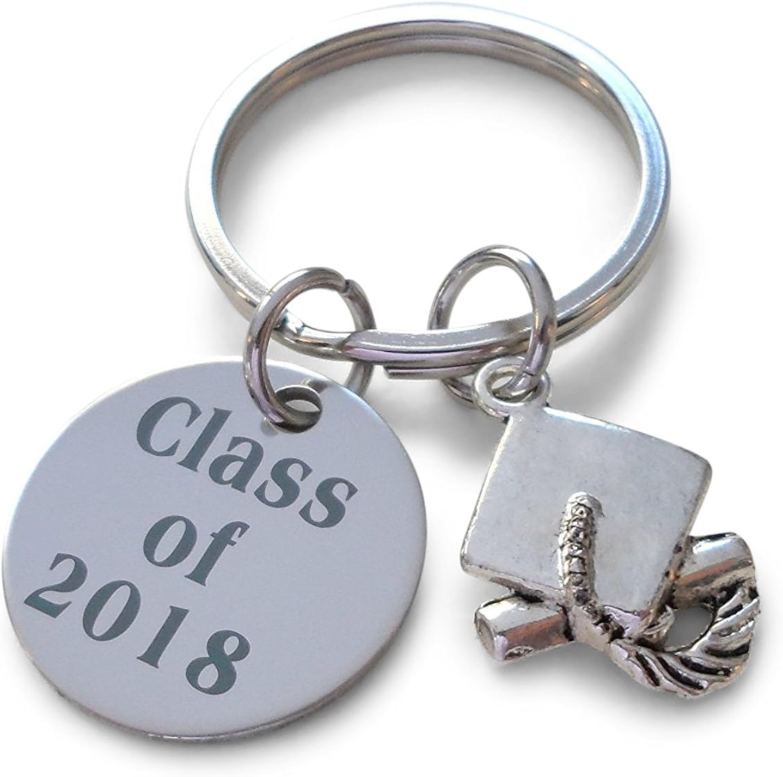 Class of 2018 Keychain with Graduation Cap Charm