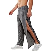 Deyeek Men's Tear Away Pants 2 Side Snap Open Bottom Sweatpants Loose Fit Casual Post Surgery Pants with Pockets