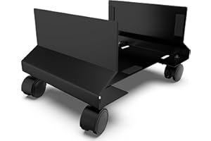 CPU Holder - Under Desk Floor Mobile Stand for Desktop Computer ATX Tower w/Lockable Rolling Wheels - Adjustable Side Support Walls 7-10 3/4 Inches - PC Caddy Cart Metal Bracket -Tupavco TP1716