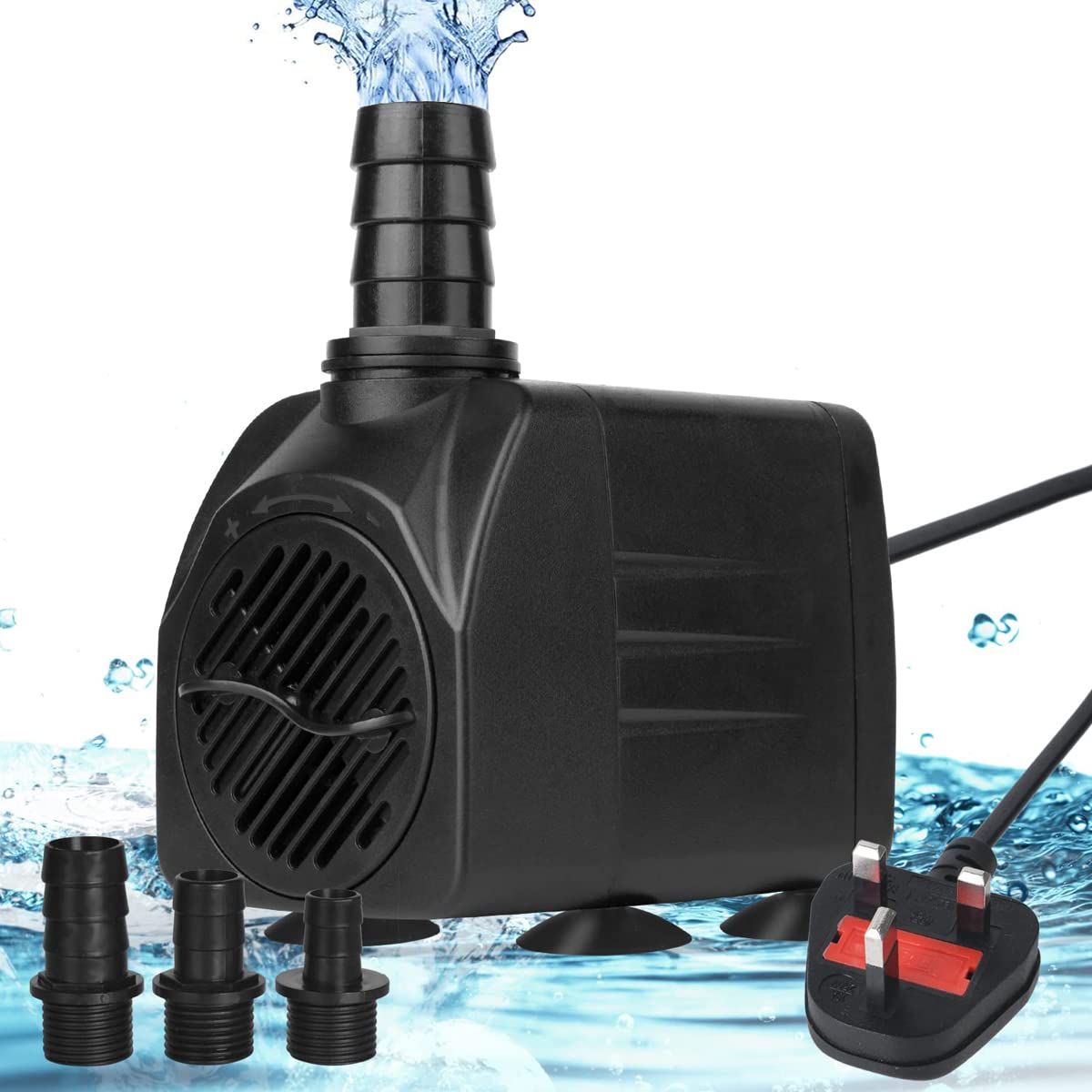 Aquarium Water Pumps 25W 1800 L/H Ultra-Quiet Submersible Fountains Pond Water Pump with 3 Nozzles for Pet Fish Tank/Aquarium/Fish Tank/Garden