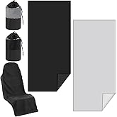 Hahafelt 2 Pack Car Seat Towel Covers with Storage Bag 63 x 32 Inch Athletic Running Towel Seat Sweat Washable Non Slip Cover Gift for Car Outdoor Sport Activities (Black,Gray)