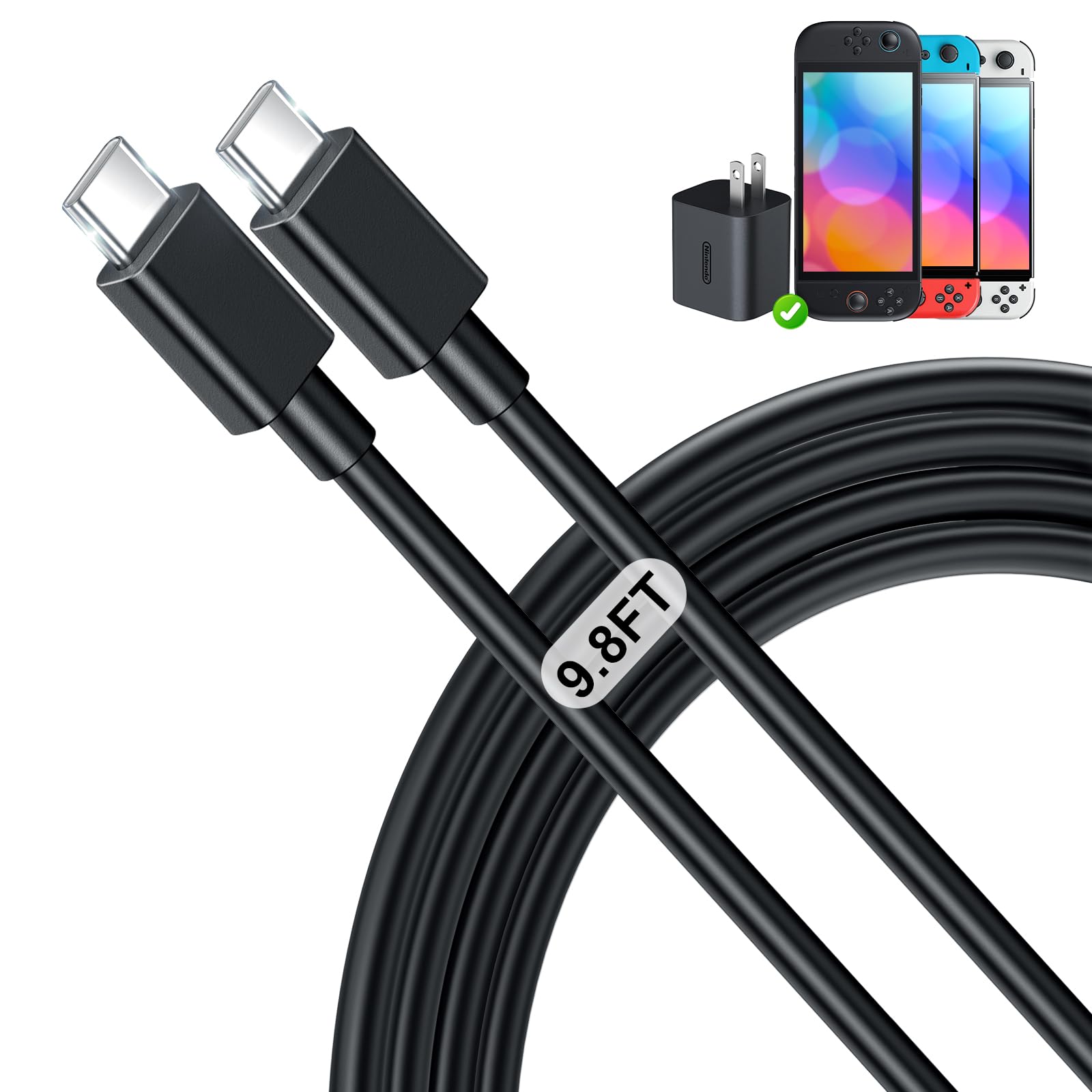 Photo 1 of (9.8FT) Extra Long Charging Cable for Nintendo Switch 2 AC Adapter Official - 60W Fast Charger, Durable USB-C ??????????? ???? Accessories for Switch 2 Charger, Switch 2 Dock Cable