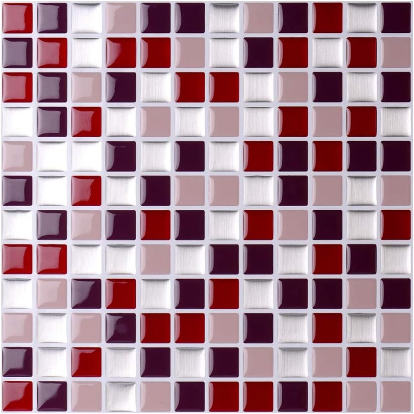 CAOXN Peel and Stick Tile Stickers, 3D Mosaic Wall Sticker Home Decor Self Adhesive Wallpapers for Kitchen and Bathroom Backsplash,10 Pcs