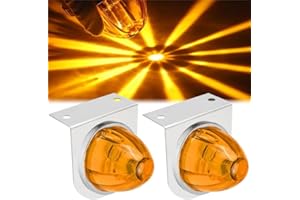Ctopkatuo 2PCS LED Star Watermelon Marker Lights with Brackets，LED Watermelon Light Side Markering Lamp Indicator, Outline Water Melon Side Marker for Semi Truck (Amber)