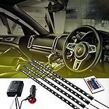 Cyber Cart 4PSC 8 Colors Car Interior Atmosphere Light with Wireless Remote Control & Sound Control, Auto LED Underdash Lighting Kit