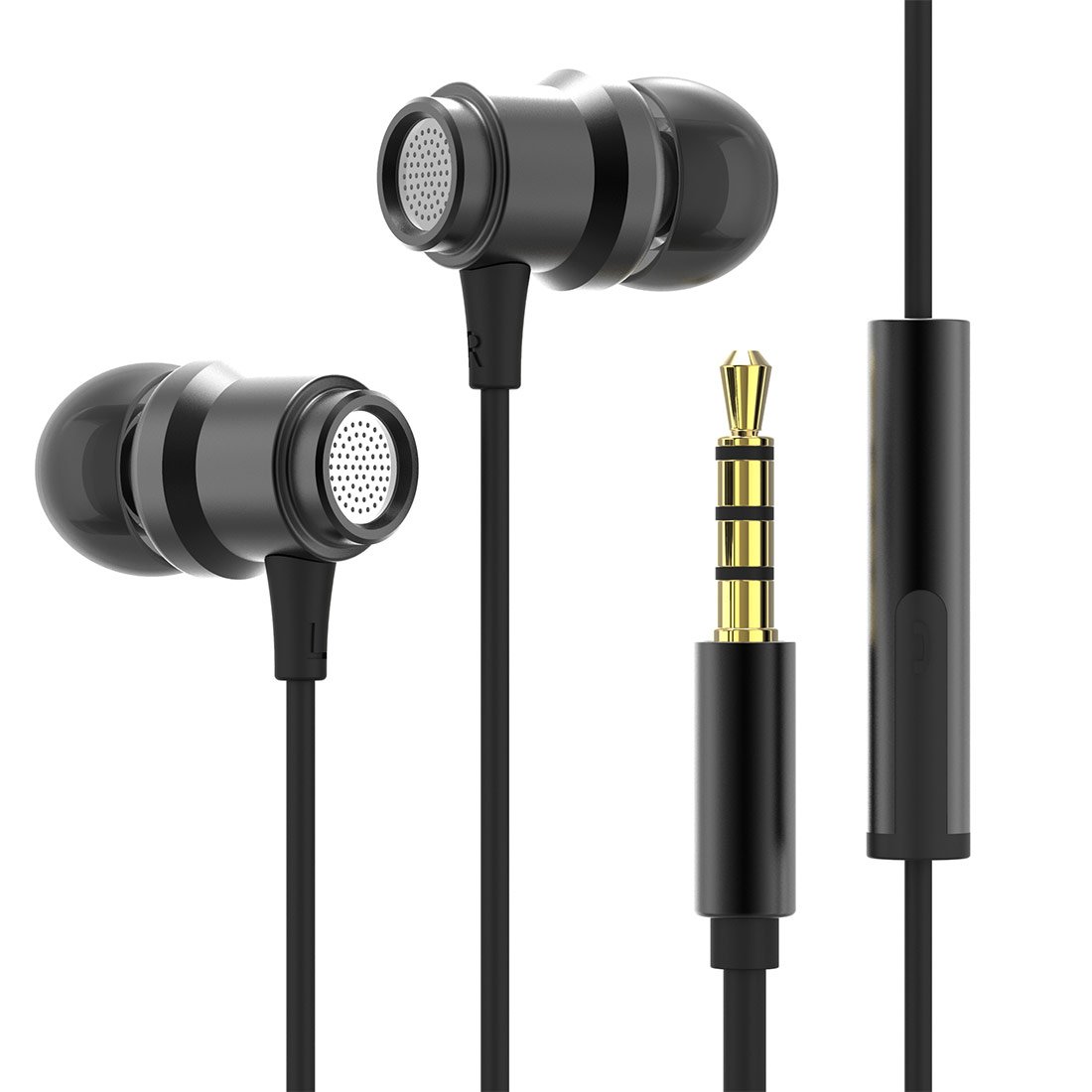 Inphic IN6 In-ear Headphones Earphones Noise Isolating Heavy Deep Bass Earbuds with Microphone for iPhone, iPad, iPod, MP3 Player, Samsung Galaxy Smartphone PC Laptop and more, Classic Black