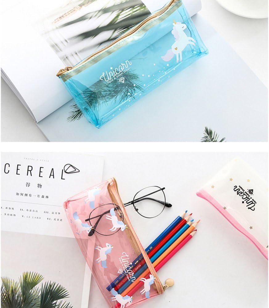 Amazon Formemory 文具ケース ふでばこ トラベルポーチ ペンケース 4個セット 文房具 収納 筆箱 収納ポケット 持ち運び スリム 大容量 ファッション 軽量 ユニコーン 透明 鉛筆袋 入学入園 用品 シンプル おしゃれ 机上用品 小物入れ ファスナー 筆袋 ペンケース
