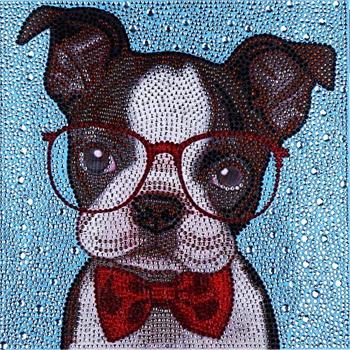 LPRTALK DIY 5D Diamond Painting by Number Kits, Full Round and Special Shaped Drill Cute Pug Crystal Resin Embroidery Dotz Kit Cross Stitch Mosaic Making Supplies Arts Craft for Wall Decoration - Thumbnail 7