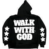 SOLY HUX Men's Graphic Hoodie Letter Star Print Hooded Sweatshirt Long Sleeve Casual Pullover Tops Streetwear