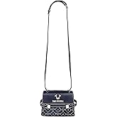 True Religion Crossbody Bag, Studded Flap Purse with Diamond Stitch Pattern, Horseshoe Logo and Silver Hardware