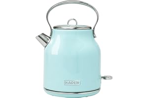 Haden HERITAGE 1.7 Liter Stainless Steel Retro Electric Kettle with Auto Shut-Off and Boil Dry Protection in Light Blue Turqu