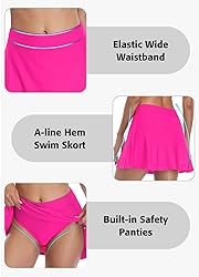beautyin Swim Skirt Bottoms for Women Hot Pink