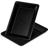 Plasticpro Plastic Serving Trays - Serving Platters Rectangle 10 X 14 Disposable Party Dish Black Pack of 4