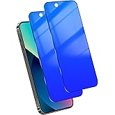 Westillux Privacy Screen Protector for iPhone 13 Pro / for iPhone 13 / for iPhone 14, Tempered Glass Film with Easy Installation Frame 2 Pack True 25° Anti Spy Anti-Blue Light Eye Protection 9H Hardness (6.1 inch Blue)