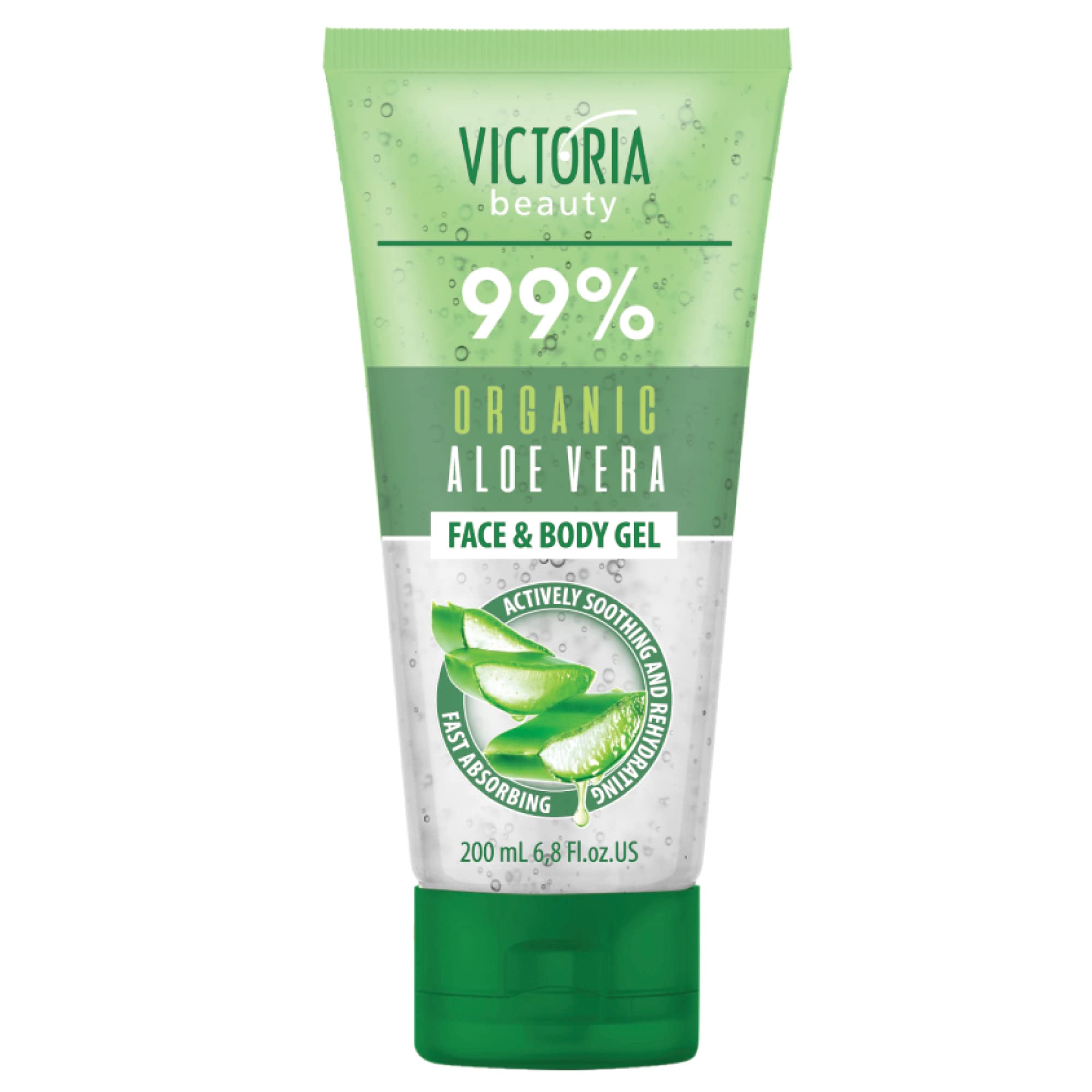 Victoria Beauty 99% Organic Aloe Vera Gel-Moisturiser for Face and Body with – Healing, Soothing, Rehydrating, 200ml