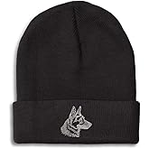 Beanies for Men German Shepherd Head Silver Embroidery Skull Cap Winter Hats for Women Acrylic One Size