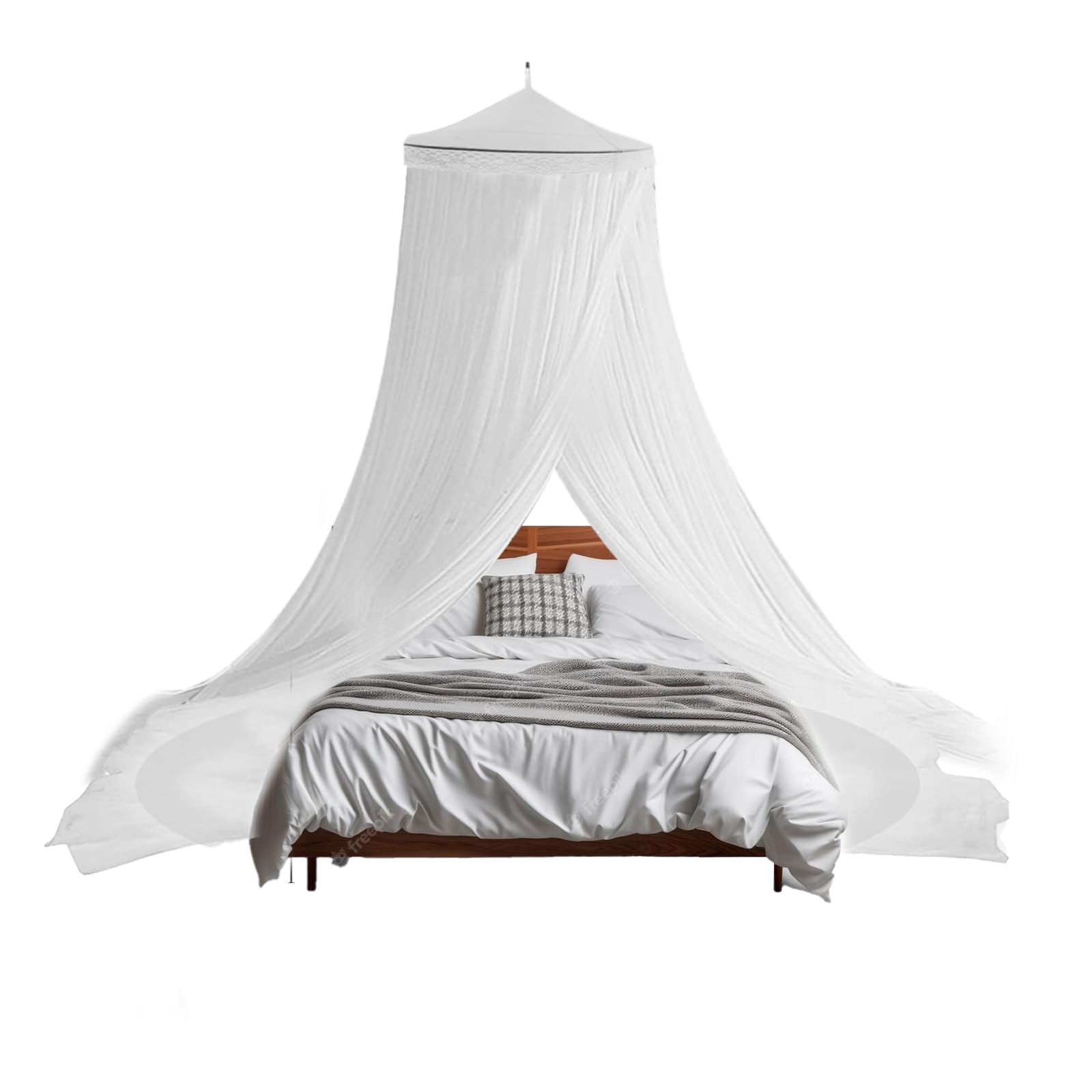 Teaque Mosquito Net with fine mesh,Large Dome Hanging Bed Net Tent Portable Mosquito Net for Double&Single Bed, Fly Insect Protection Indoor Outdoor,Quick Easy Installation, Height 250cm/98in White