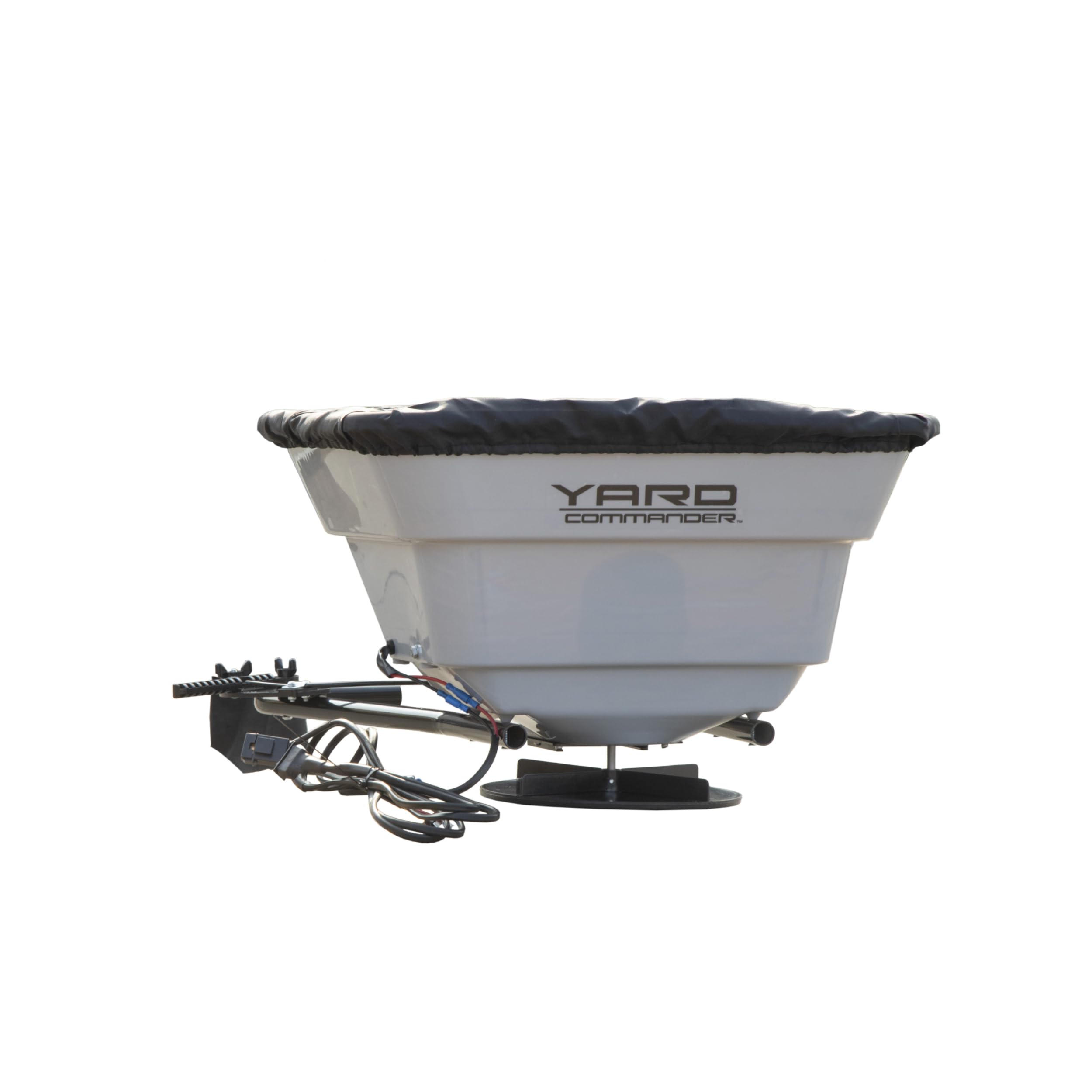 Yard Commander - Esparcidor de transmisión ATV/UTV de 80 LB - Motor resistente de 12 voltios - Sal, semillas, fertilizantes y más - Tasa de caída ajustable - Cubierta de tolva incluida - Se monta en el estante utilitario delantero o trasero