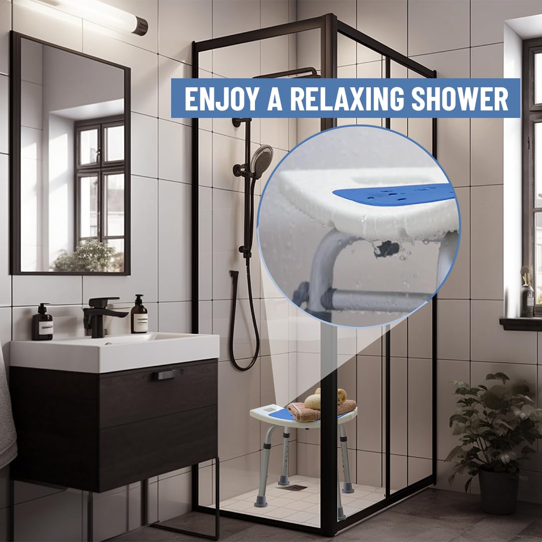 Dr.Kays Shower Chair for Inside Bathroom 350 lbs Shower Stool with Adjustable Height, Portable Heavy-Duty Bath Bench Padded Seat for Inside Tub Bathroom Chair for Elderly and Disabled FSA/HSA Eligible
