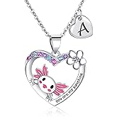 STHSPHOO Axolotl Necklaces Gifts for Girls - You are my Sunshine Heart Initial Axolotl Jewelry - Birthday Gifts for Women Teen Girls Little Kids Girl