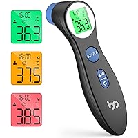 Infrared Forehead Thermometer for Adults and Kids, No-Touch Digital Fever Thermometer with 3 Color Indicator, High Accuracy, 