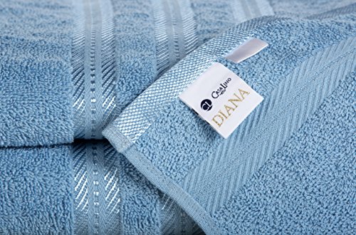 Casa Lino -100%Cotton, Fade Resistant, Highly Absorbent, 8 Piece towel set, 2 Bath towels, 2 Hand Towels, 4 Washcloths, Machine washable, Hotel quality, Soft absorbent Towel Gift Set -Diana collection