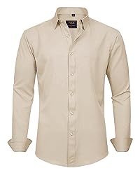 J.VER Men's Dress Shirts Solid Long Sleeve Stretch