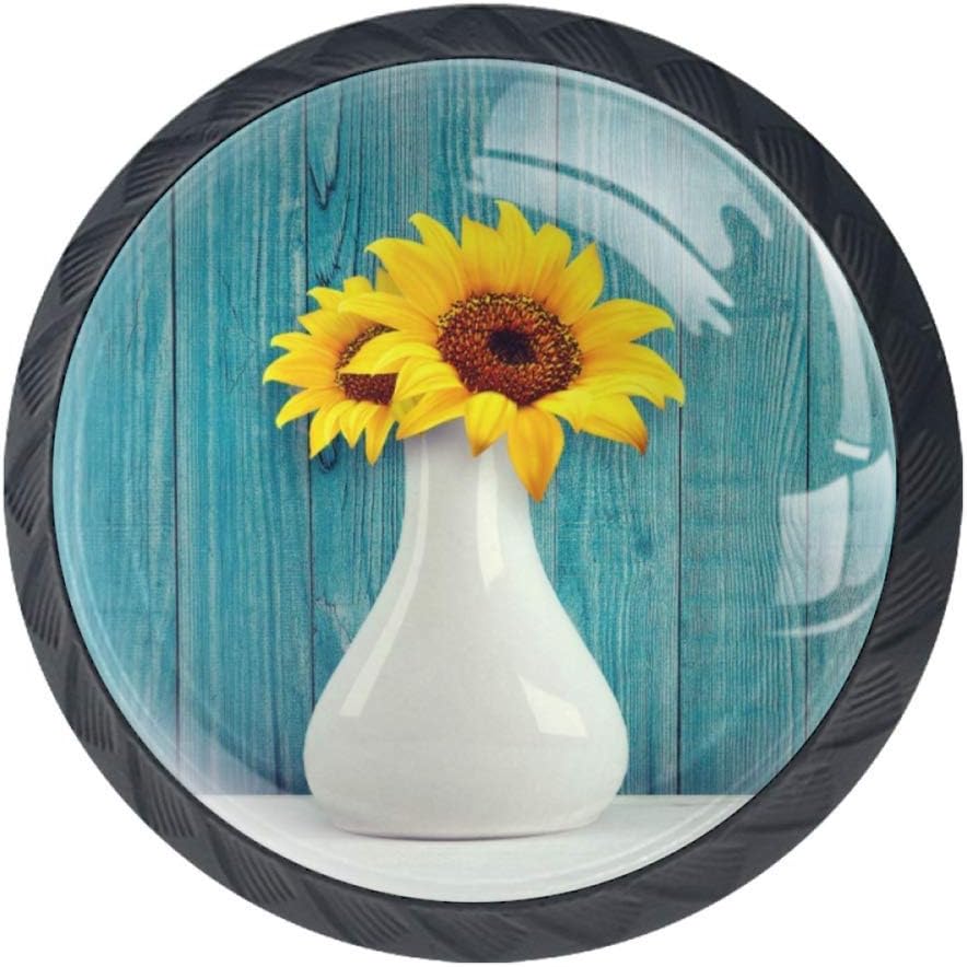 Z&Q Schrankknöpfe Blaue Hintergrundwand-Sonnenblume Schublade Zieht