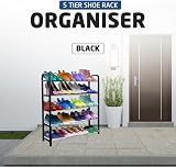 1ABOVE 5 Tier Heavy Duty Shoe Rack Organiser Black</br> view 4