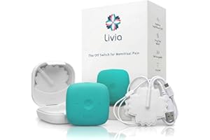 Livia Menstrual Pain Relief Device, Blue - Green - Period Pain Off Switch - Portable and Travel-Ready with Stick-on Gel Pads 
