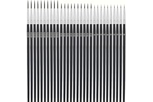 Set of 30 Detail Paint Brushes - Includes #0, #00 & #000 Liner Brushes for Miniature Craft Projects, Suitable for Watercolor,