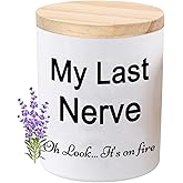 BFJLIFE Candles Gifts for Women Funny Unique Christmas Birthday Self Care Relaxation Spa Gag Gifts for Sister Best Friend My Last Nerve Lavender Scented Soy Candle