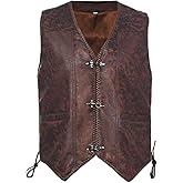 Mens Renaissance Pirate Vest Medieval Vintage Sleeveless Waistcoat Halloween Viking Cosplay Costume