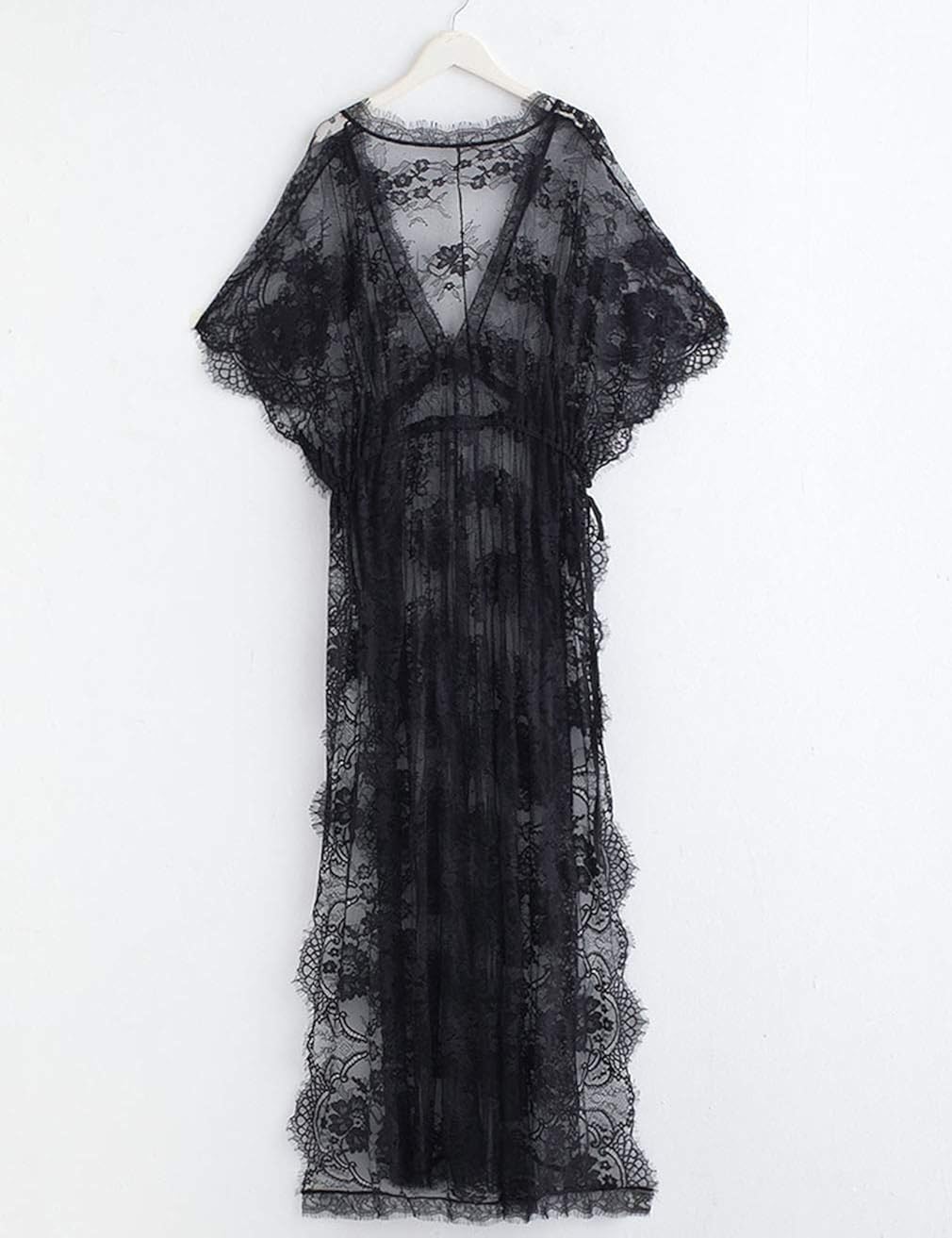 Vivilover Womens Lace Plus Size Swimsuit Coverup Beach Maxi Long Dress (black) at  Women’s Clothing store