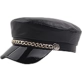 Women Yacht Captain Sailor Hat PU Newsboy Cabbie Baker Boy Peaked Beret Cap