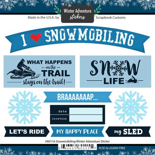 Snowmobiling Winter Adventure Cardstock Scrapbook Stickers (61167)