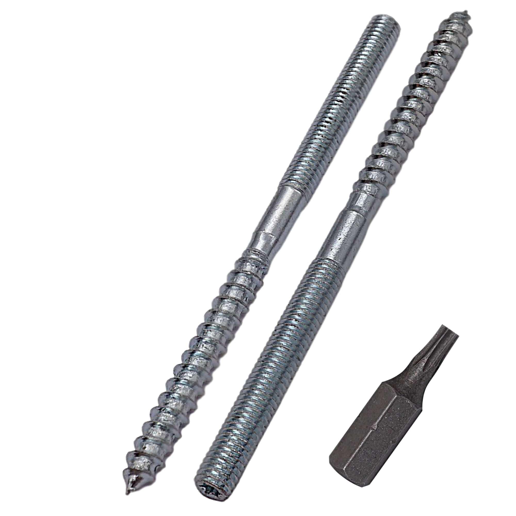 SKIR'CO (10 pcs) Hanger Bolts M6 x 100 mm, Double Ended Thread Dowel Screws, Double Headed Bolts