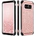 Note8 Case, Galaxy Note 8 Case, BENTOBEN 2 In 1 Glitter Sparkle Bling Hybrid Hard Cover Shiny Faux Leather Chrome Shockproof Bumper Protective Case for Samsung Galaxy Note 8 (6.3 inch) Rose Gold