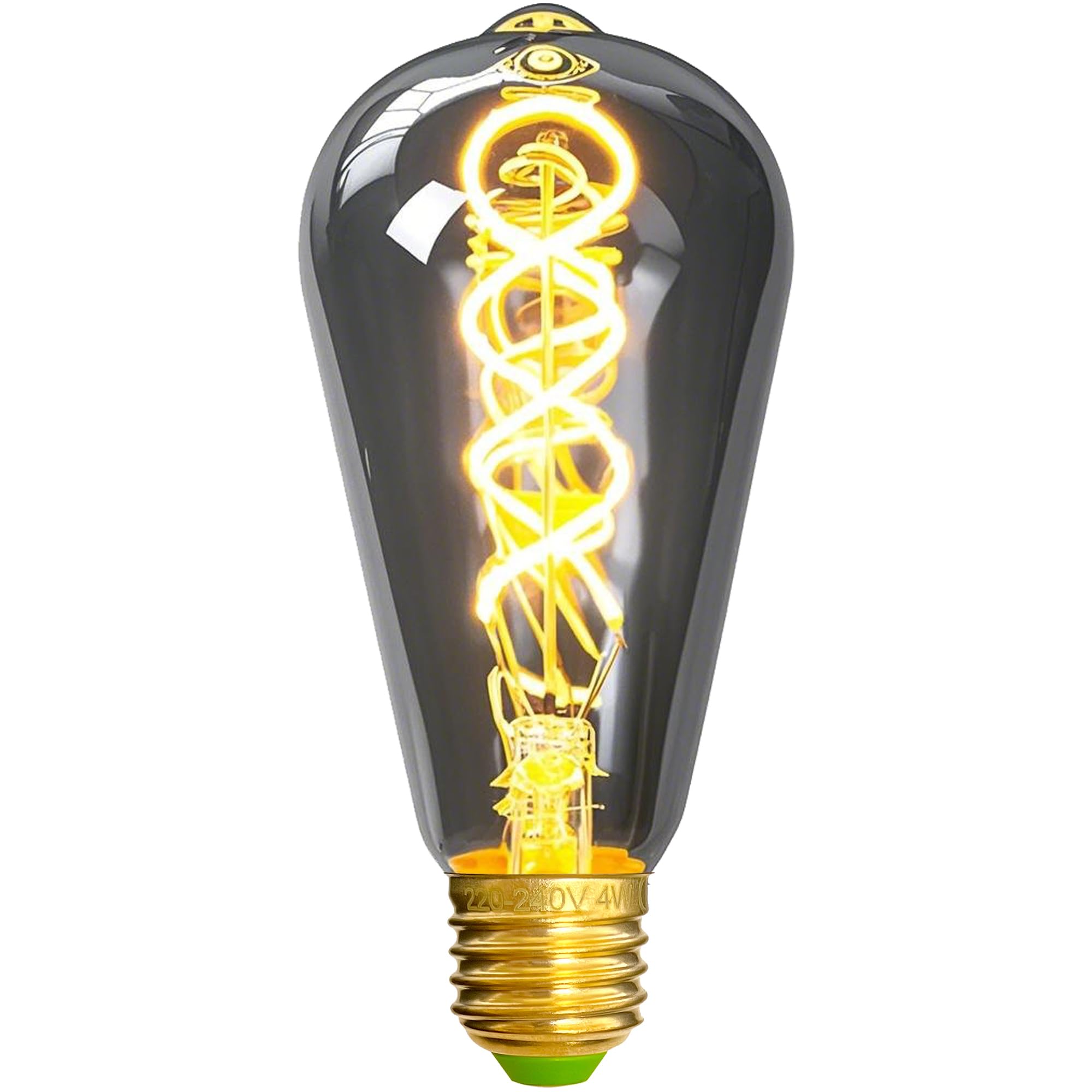 Tianfan Vintage Led Bulbs Edison Bulb 4W Dimmable Smoke Glass 2700Kelvin Warm White Decorative Light Bulb (ST64)